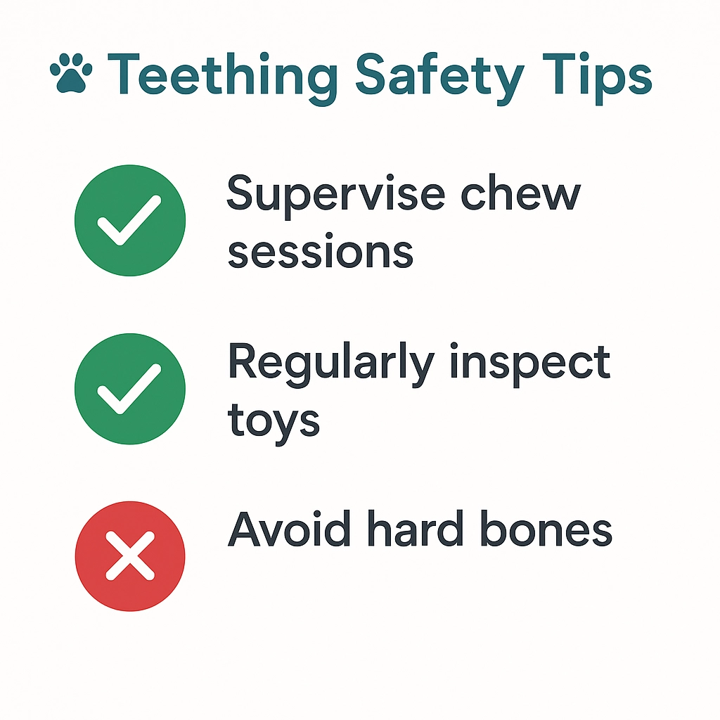 Puppy teething safety checklist infographic